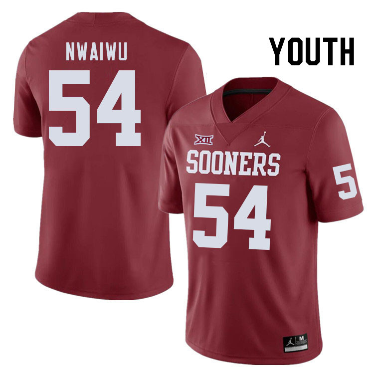 Youth #54 Febechi Nwaiwu Oklahoma Sooners College Football Jerseys Stitched-Crimson